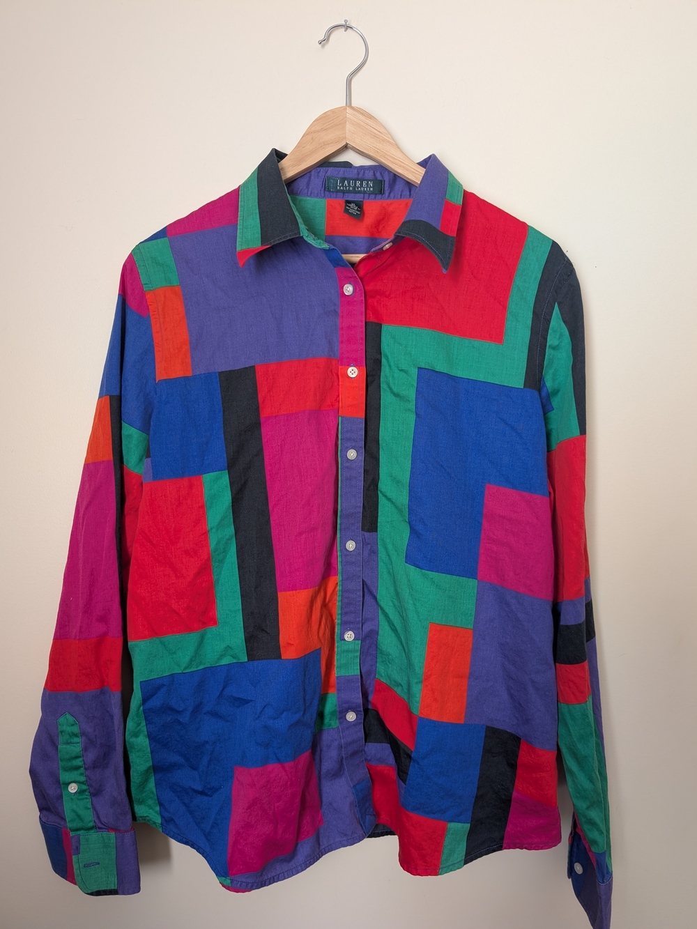Lauren Ralph Lauren Bold Colorblock Geometric Button-Down Shirt